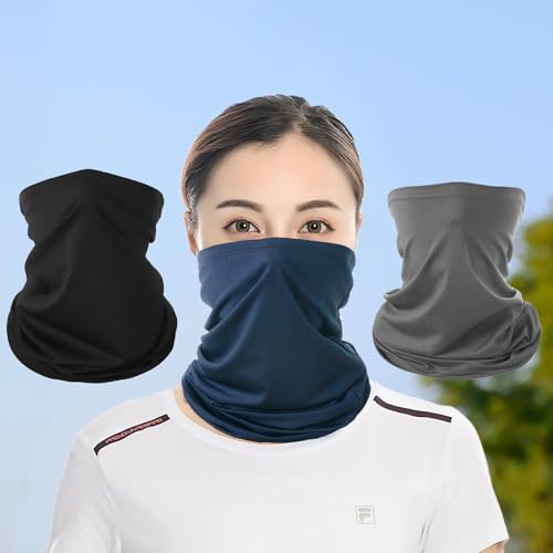 3Pc Neck Gaiter Ski Mask Face Cover Scarf Black Bandana For Men Women Hiking Cycling Running Sun Cold Protection