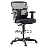 Lorell LLR86801 Ratchet Mesh Mid-Back Stool Chair 2.6' Height X 75.8' Width X 27.3' Length Black