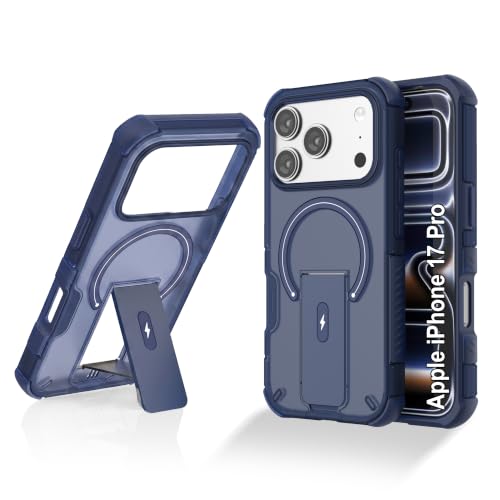 Image of ZAP CASE Matte Kickstand Case for iPhone 17 Pro | Magsafe Compatible | Premium Polycarbonate Back + Flexible TPU Bumper | Foldable Stand | Military-Grade Drop Protection | Anti-Fingerprint | Blue