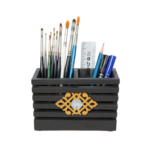 Image of Decorative Embossed Design Pencil and Pen Stand | Desk Organizer for Stationery Storage | Suitable for Office Desk, Study Table, Home and Workspace Use (Design 14)