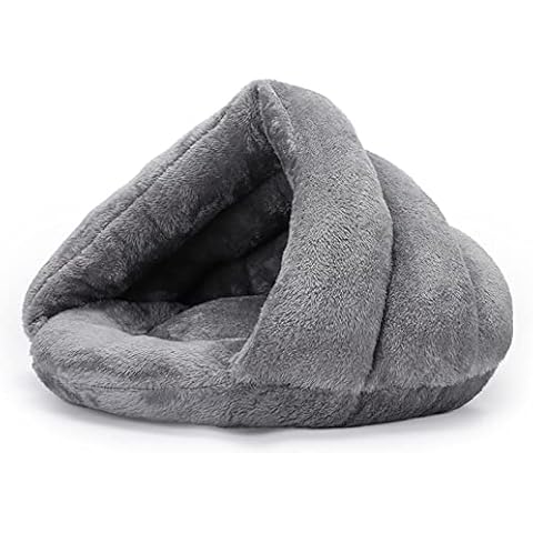 ALLSOPETS Cat Tent Cave Bed Dog Cave Bed Pet Caves Puppy Beds Cat Cushion Bed Sleeping Bag Orthopedic Relief and Improved Sleep Comfortable Triangle Bed Grey Cover