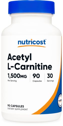 Nutricost Acetyl L-Carnitine (ALCAR) 1 500mg 90 Capsules for 30 Servings
