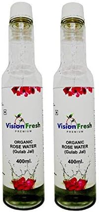 Vision Fresh Organic Rose Water (Gulab Jal) - 800 ml - Pack of 2 (400 ML Each)