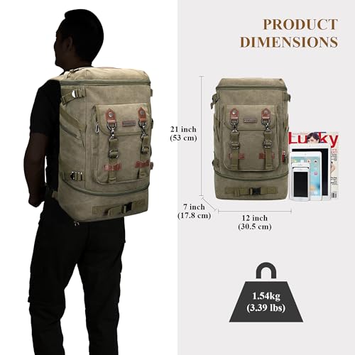 Image of WITZMAN Travel Backpack for Men Canvas Backpack Large Convertible Carry on Luggage Rucksack