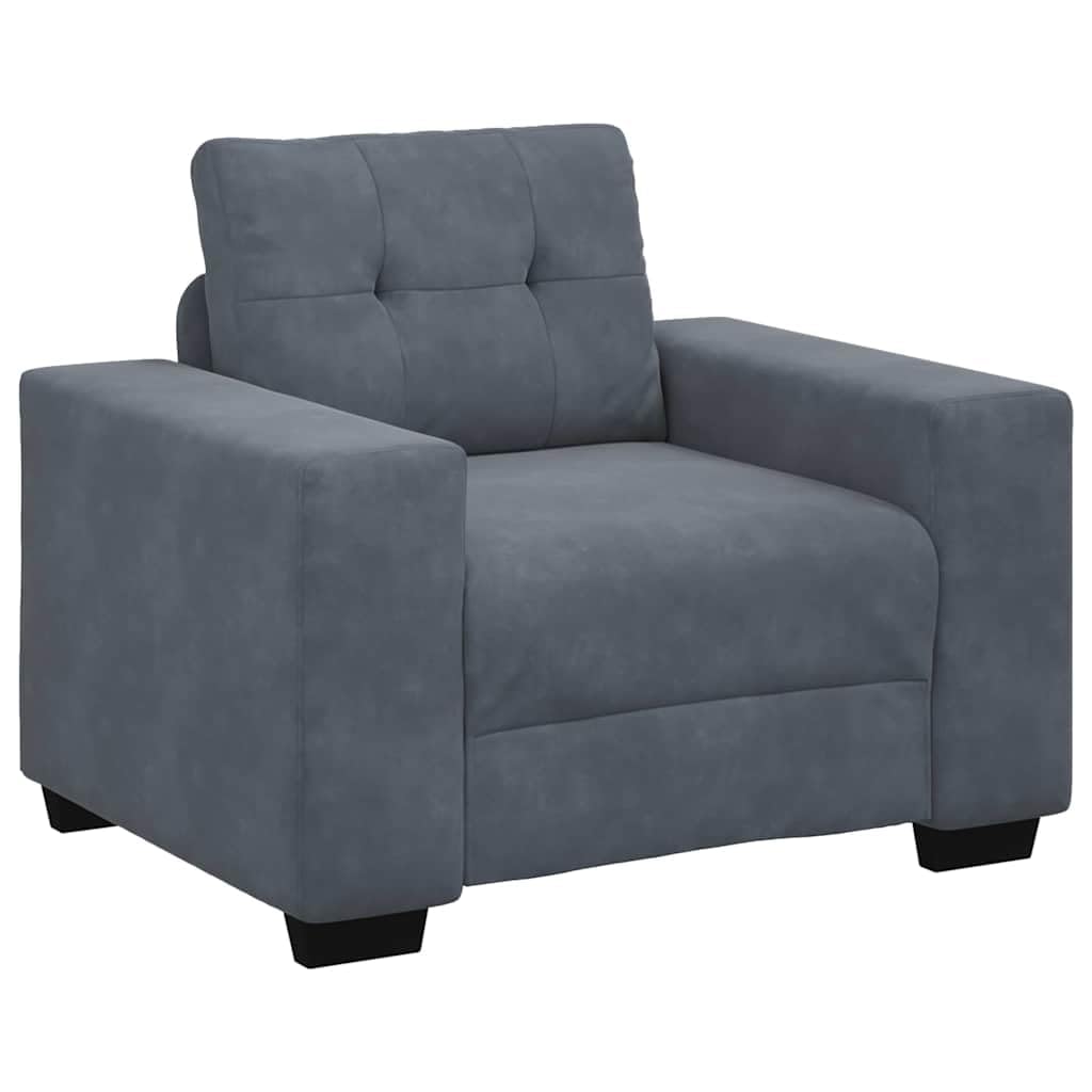 vidaXL Ensemble de Canapés 3 pcs Gris foncé 221 x 80 x 80 cm Velours, Mobilier Moderne abordable, Ensemble de canapés en Velours, Fauteuil Ergonomique, assises durables pour Le Salon
