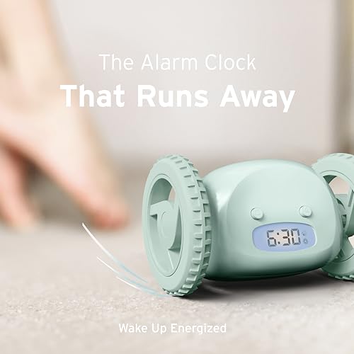 Image of CLOCKY Alarm Clock on Wheels - Loud Rolling Alarm Clock for Heavy Sleepers | Runaway Clock that Jumps & Runs to Wake You Up | Funny Unique Gift for Adults, Teens & Kids Bedrooms (Mint)