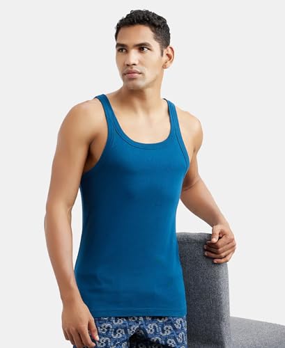 Image of Jockey US26 Men Super Combed Cotton Rib Square Neck Gym Vest