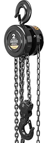 Torin ATR9020B Manual Hand Lift Steel Chain Block Hoist with 2 Heavy Duty Hooks, 2 Ton (4,000 lb) Capacity,8ft/2.5m Black