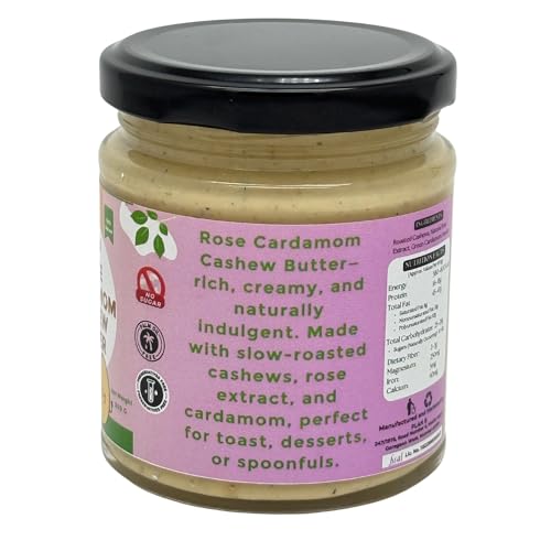 Image of Plan B Rose Cardamom Cashew Butter | 200g Jar | Rose & Cardamom Plant-Based Nut Butter | Creamy Spread | Dairy-Free | Gluten-Free