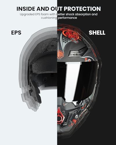 Image of ILM Motorcycle Helmets for Adult Men Women Full Face DOT ECE Powersports Dual Visor Street Racing Helmet with Pinlock Cascos para Motos Model MF509 (Super Mecha Red, S) | Powersports, Dual Visor, Street Racing, Pinlock, Cascos para Motos