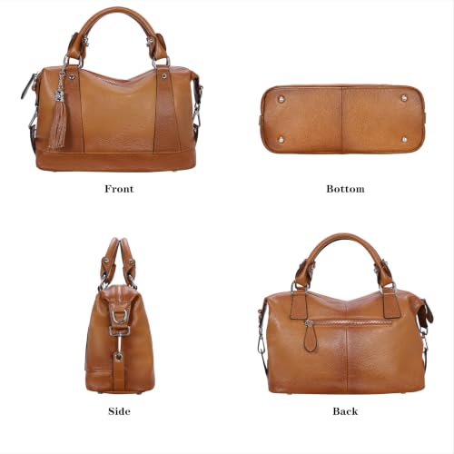 Image of HESHE Womens Genuine Leather Purse Satchel Tote Bags Ladies Real Leather Bags Crossbody Handbags