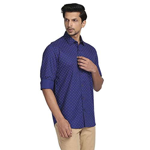 Image of Colorplus Men's Pure Cotton Print Pattern Tailored Fit Spread Collar Full Sleeve Casual Shirt