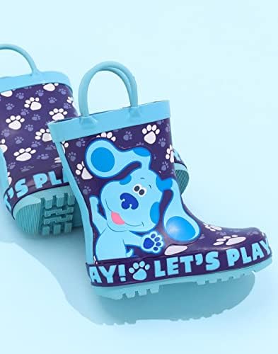 Blue's Clues And You Boys Wellies | Kids Blue Rain Wellington Boots | Toddlers Water Resistant Walking Shoes with Pull Handles | Image 2