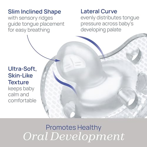 Image of Chicco PhysioForma Luxe Orthodontic Pacifier for Babies 0-6 Months, One-Piece 100% Soft Silicone, Supports Breathing, Textured Shield & Handle, Included Sterilizing Case, BPA Free, 2-Pack, Blush