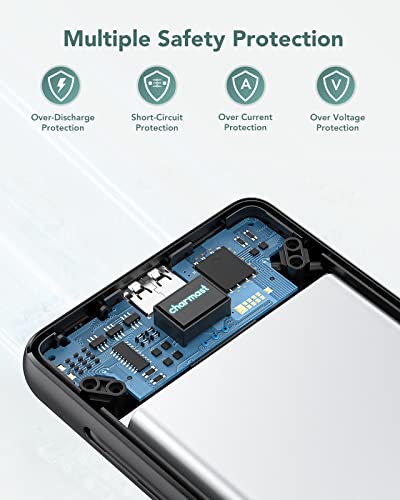 Image of charmast Portable Charger with Built-in Cables and Wall Plug, 10000mAh USB C Portable Power Bank, Potable Phone Charger, Travel Essentials Compatible with iPhones, Samsung Galaxy, iPad