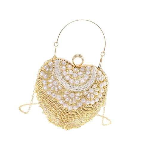 Sac de soirée cœur femme avec embellissements perles et strass