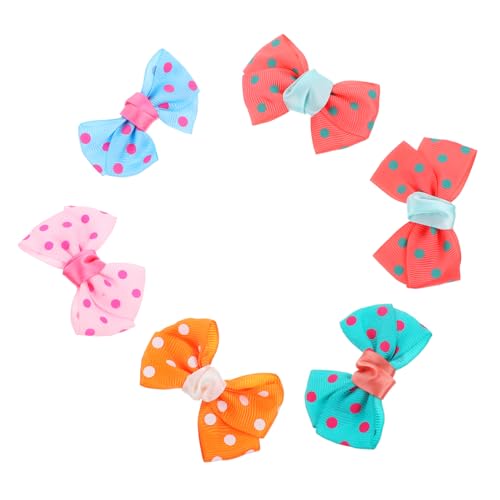POPETPOP 6Pcs Bowknot Hair Clips for Pets Chic Dot Pattern Hair Pins for Everyday Wear and Special Occasions Random Colors Stylish Pet Accessories Random Color
