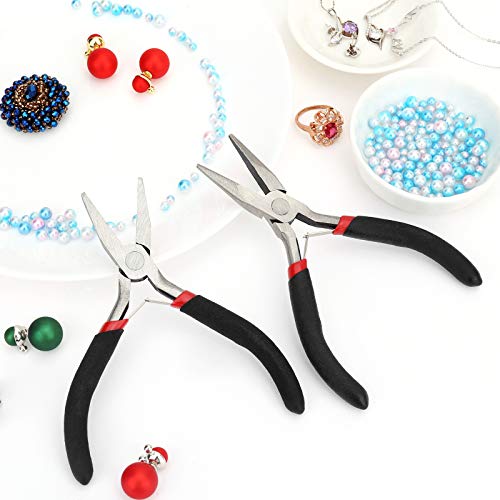Image of Flat Nose Pliers for Jewelry Making, Mini Wire Cutters for Bending Straightening Ring Opening, 5 Inch, Black