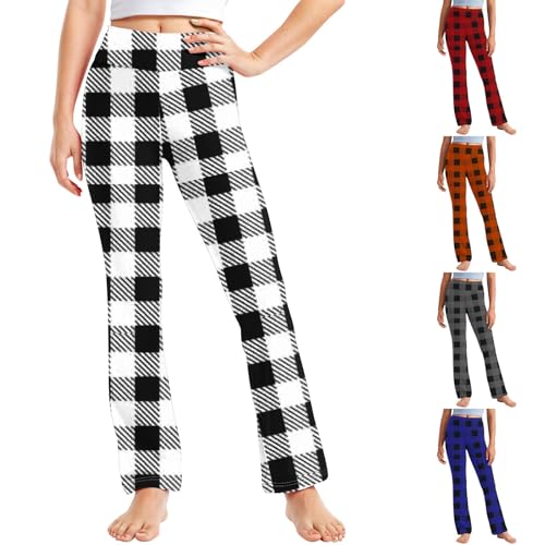 Toddler Girls Plaid Comfort Yoga Pants Teens High Waisted Active Straight Leggings for Kids 2-13 Years2