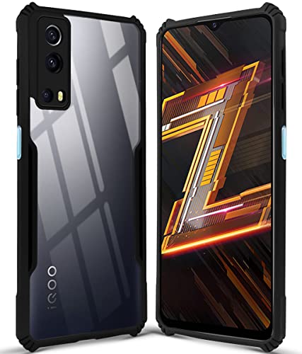 Image of Jkobi Back Cover Case for Vivo iQOO Z3 5G (Crystal Glass Back | Camera Protection | Shockproof Bumpers | Professional Black)