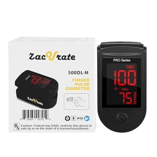 Zacurate 500DL-M Medical Prescription Pulse Oximeter Fingertip, Blood Oxygen Saturation (SpO2) Monitor, Professional Healthcare Use, Black