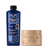 Kit Felps Professional Omega Zero Nanoplastia Thermal Sealing Treatment 500ml with Marula Hyper-Nourishing Hair Mask 300g, Hair Straightening