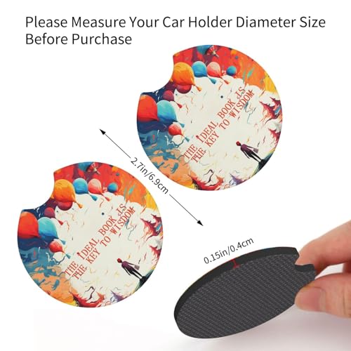 Portavasos para carro 2 piezas negro neopreno 2.7 pulg miniatura 3