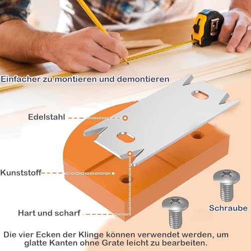 KEWAYO Furnierkantenschneider,Einhandhobel für Holzbearbeitung,Manueller Kantenanleimschneider mit 1 Ersatzklinge Rutschfest Handhobel für Holz PVC ABS Kantenschneider Umleimer (Orangerot)