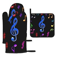 QUGRL Ofenhandschuhe & Topflappen Set – Highland Cow Design, Hitzebeständig Bis 250°C, Aus Polyester/Baumwolle