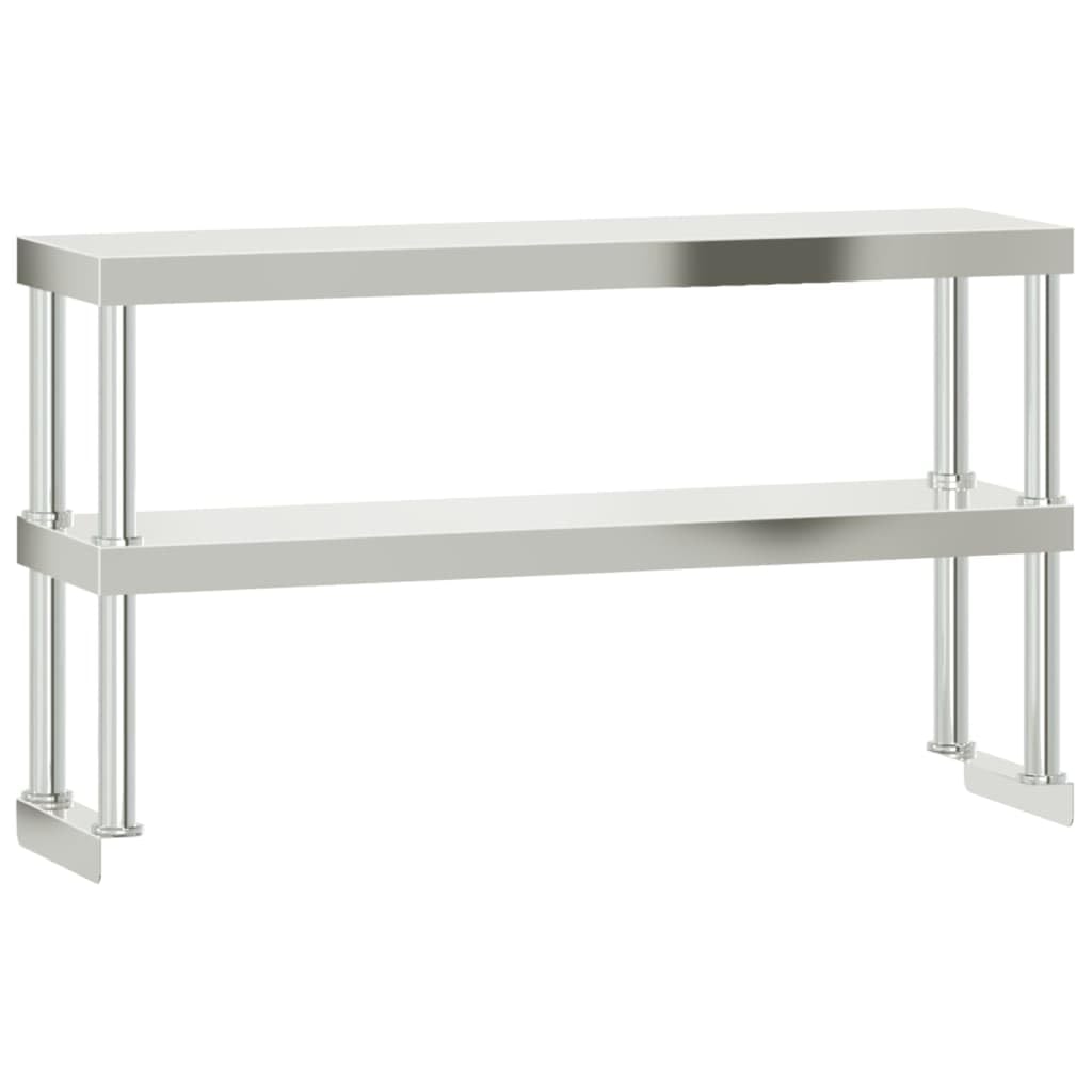Küchen-Arbeitstisch aus Edelstahl mit Aufsatzboard 110x55x150 cm für Gastronomie, Großküche, Restaurant, Hotel, Catering, professionelles Küchenzubehör und Gastro-Ausrüstung