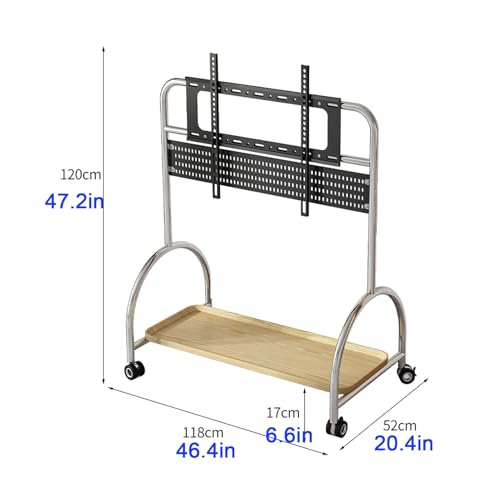 Soporte móvil para TV con ruedas 360° y almacenamiento miniatura 7