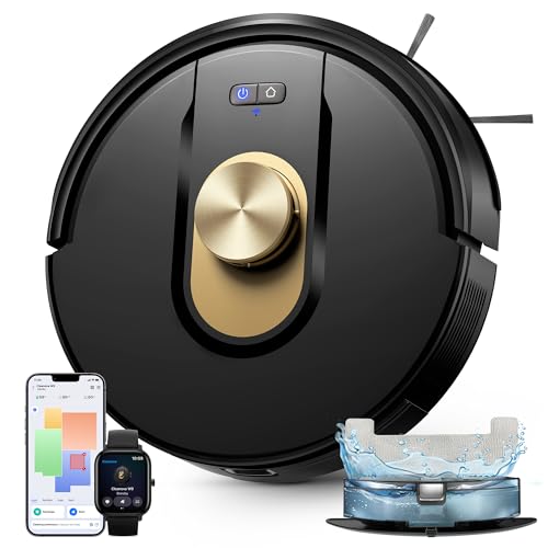 Vexilar W9 Robot Aspirador y Fregasuelos,Potente Succión de 5000Pa, Robot Aspirador con Navegación Láser, Mapa...
