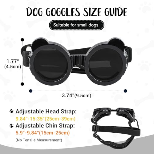 PETLESO Panda Form Haustier Schutzbrille Verstellbare Hundesonnenbrille UV-Schutz Winddicht staubdicht für kleine Hunde-schwarz
