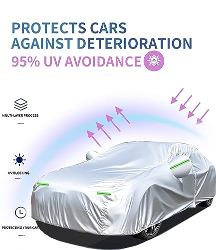 Image of Custom-Fit for GMC Car Cover, 7 Layers Car Cover Waterproof All Weather for Automobiles, Outdoor Full Cover Rain Sun UV Protection with Zipper (for GMC Safari)