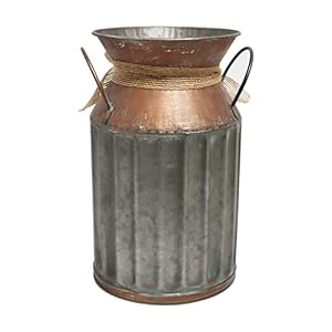 Shabby Chic Classy Designed Brown Milk Can Heart-Shaped Galvanized Finish Metal Vase Country Rustic Primitive Decorative Flower Holder, 8.4" H Shabby Chic Classy Designed Brown Milk Can Heart Shaped Galvanized Finish Metal Vase Country Rustic Primitive Decorative Flower Holder 84 H