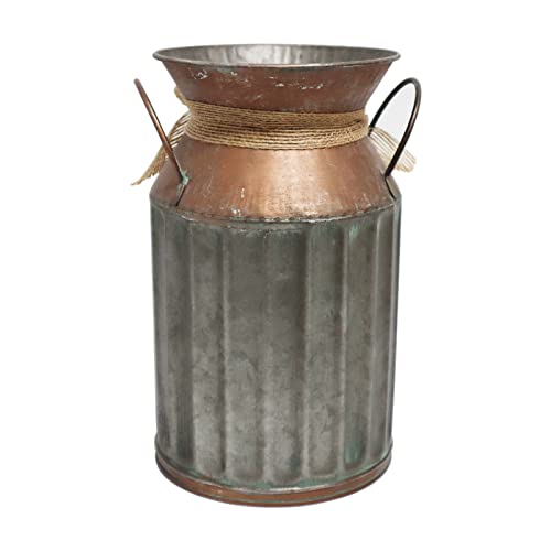 Shabby-Chic-Classy-Designed-Brown-Milk-Can-Heart-Shaped-Galvanized-Finish-Metal-Vase-Country-Rustic-Primitive-Decorative-Flower-Holder-84-H Shabby Chic Classy Designed Brown Milk Can Heart Shaped Galvanized Finish Metal Vase Country Rustic Primitive Decorative Flower Holder 84 H