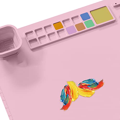 Hapihom Tapis en silicone pour loisirs créatifs, 51 cm x 40,6 cm, tapis pour enfants avec gobelet pliable et porte-pinceau, séparateurs de couleur, résistant à la chaleur, pour peinture, argile 3 Hapihom Tapis en silicone pour loisirs créatifs, 51 cm x 40,6 cm, tapis pour enfants avec gobelet pliable et porte-pinceau, séparateurs de couleur, résistant à la chaleur, pour peinture, argile – Image 4