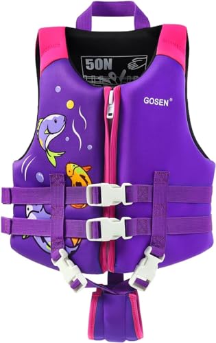 Toddler Swim Vest - Kids Swim Floaties for Toddlers for 55-80 Pounds Boys & Girls, Kids Swim Vest with Adjustable Safety Strap Age 6-8 Years