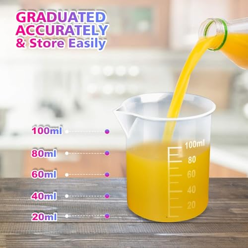 Set de 24 vasos medidores de resina 100 ml plástico miniatura 4