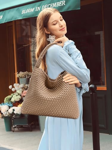 Bolso tote grande tejido para mujer con cartera y hombro miniatura 2