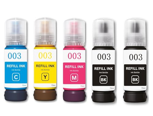 Image of ANG 003 Premium Refill Ink Compatible for Printers L3110, L3150, L4260, L4160, L3152, L3115, L3100, L3101, L3116, L3151, L3156, L1110, L5190,L4150,L14150,L6170 (C /Y /M + 2 Black)(70ml Each)