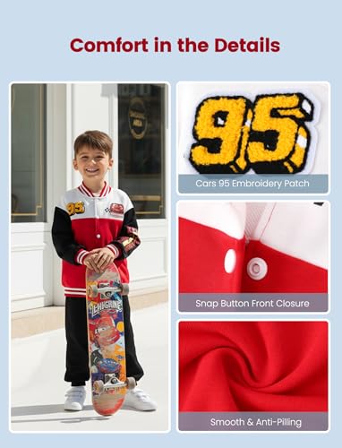 Image of Disney Marvel Bomber Jacket Spider Man Toy Story Cars Varsity Cardigan2-13Y | Officially Licensed Snap Button Coat,Fall Star Wars Graphic Cloth Top,Hulk Venom Stitch Mickey Lightning Mcqueen Kids Apparel