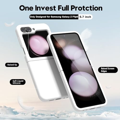 Image of MIDOS Back Cover Compatible with Samsung Z Flip 6 Case Liquid Silicone Full Protection Shock Proof Back Cover for Samsung Galaxy Z Flip 6 (White)