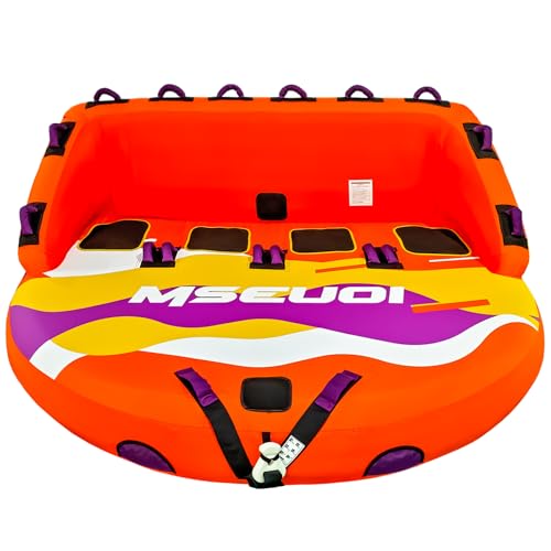 Image of Inflatable Water Towable Tube for Boats Heavy-Duty 1-3 Rider Tow Tube with Reinforced Handles, Quick-Connect Tow Rope, Rapid Air Valve