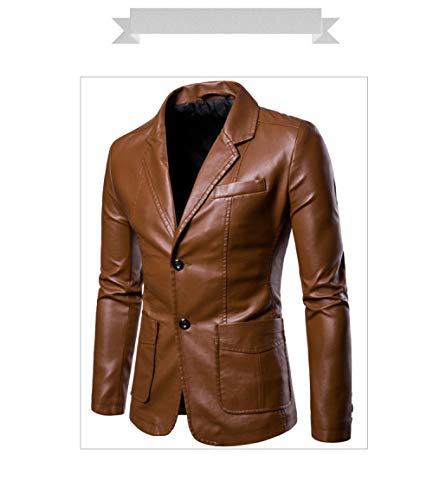 Veste en cuir pour hommes blouson chaud imperméable en simili PU avec col revers mode