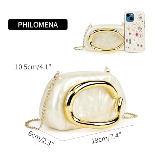 Image of Women Acrylic Clutch Purse Metal Handle Evening Bag Trendy Box Shoulder Crossbody Bag Handbag for Wedding Party Causal