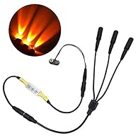 3 head miniature flame orange LED light kit that provides flame effects in dark settings Flicker Flame Control with multi-modes and speed adjustable speed steps and on / off function. Center button is dual function, fast clicks changes speed, hold 3-...