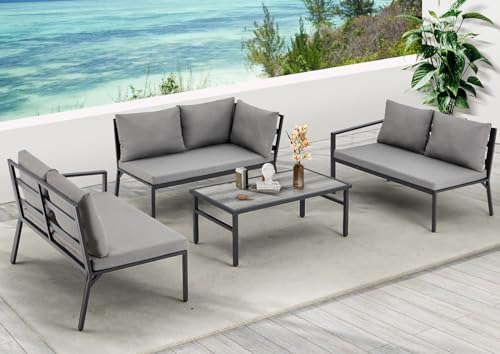 AECOJOY Aluminum Patio Furniture Set for Lawn, Backyard, and Deck