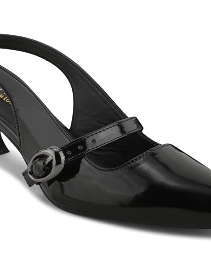 Image of JM LOOKS Women Pointed Toe Slingback Kitten Heels Fashion Buckle Strap Elegant Dress Pumps Shoes
