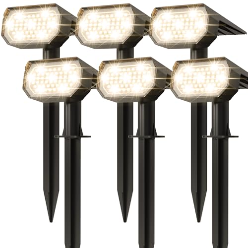 Ensenior Solar Spotlights Outdoor, 3000K Landscape Garden Lights, 6 Pack